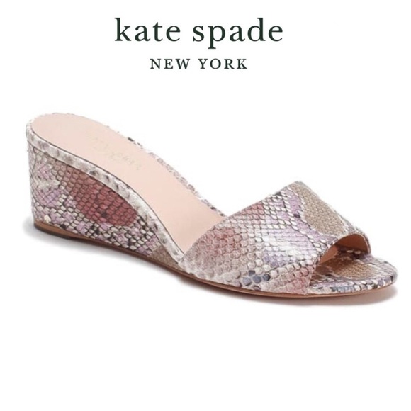 Kate Spade Willow Leather Snakeskin Slide Wedge Sandals - Picture 1 of 1